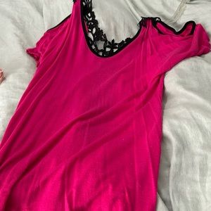 Hot pink and black top